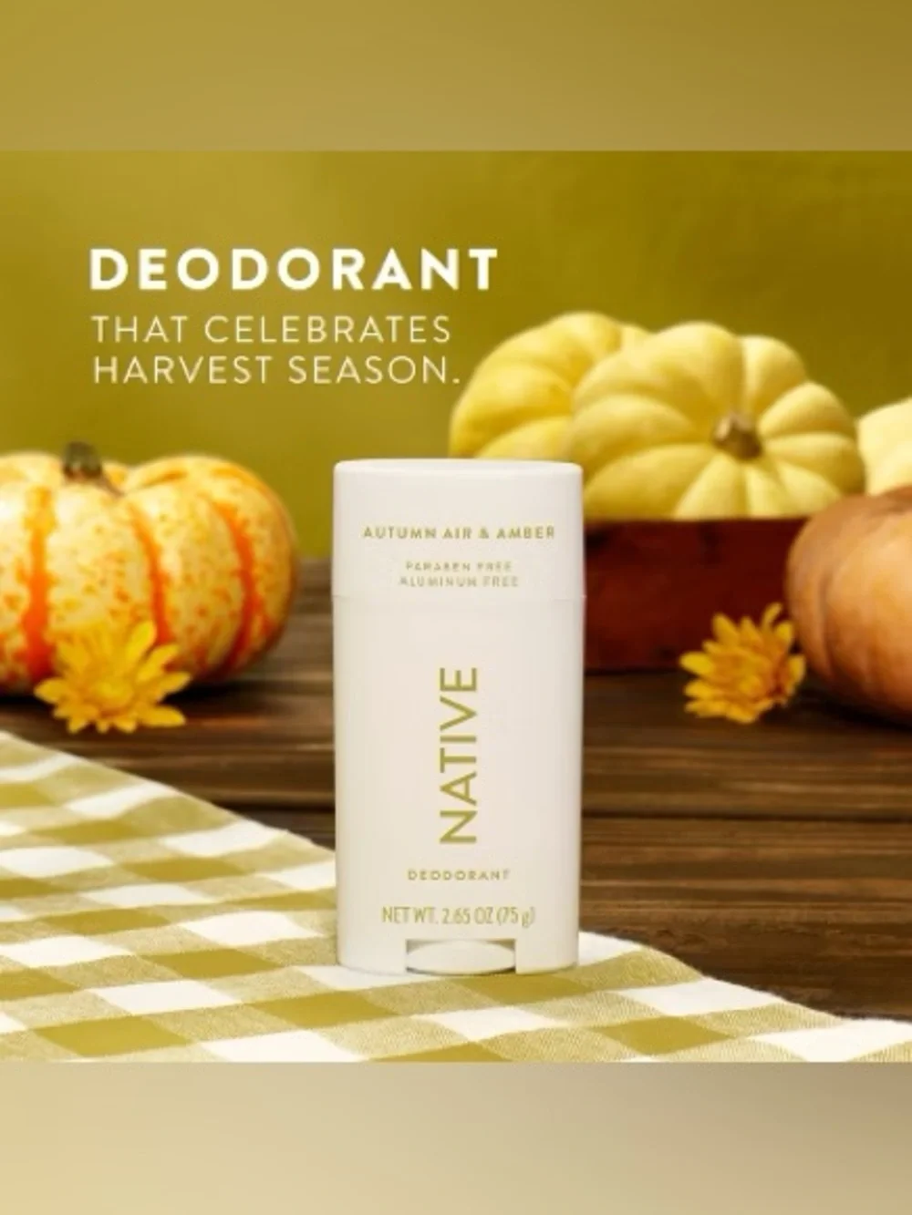 Native Deodorant Limited Edition - Autumn Air & Amber - Aluminum Free - 2.65oz